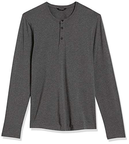 Amazon Brand - Peak Velocity Men's Pima Cotton Modal Long Sleeve Henley Shirt, Dark Grey Heather, Large