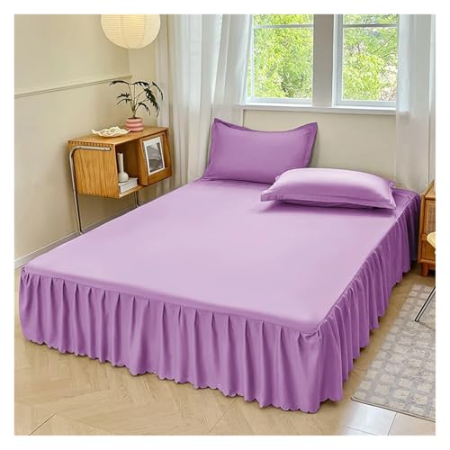 Cubre Canape Falda de Cama Color sólido con Cuatro Esquinas y Banda elástica, Protector colchón tamaño Twin/matrimonial/Queen/King(Color-1,Queen 153x203cm)