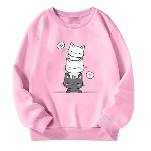 Teen Girls Crewneck Sweatshirt Casual Loose Cute Print Long Sleeve Crew Neck Baby Trendy Hooded Outfit Tops