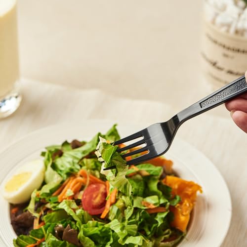 Image of [300 Count] Plastic Forks 7 inch Black Silverware Heavyweight Cutlery Disposable Utensils Heavy Duty For Every Day Use