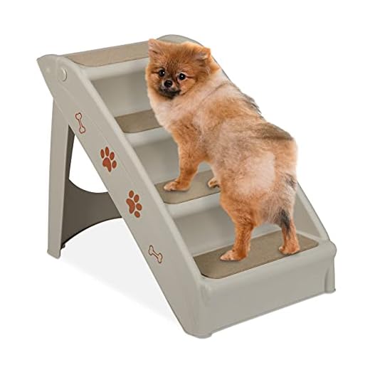 Relaxdays Hundtrappor, 4 steg, Ramp, Husdjur Access Ramp, Klättringsstöd, Soffa & Bil, Max. 100 kg, 49 x 39 x 61 cm, Grå, PP, filt, grå, förpackning med 1