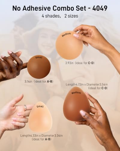 Image of Niidor Non-Adhesive Nipple Covers for Women, Grippy Silicone Nipple Pasties Reusable With Travel Case Circle & Triangle Combo