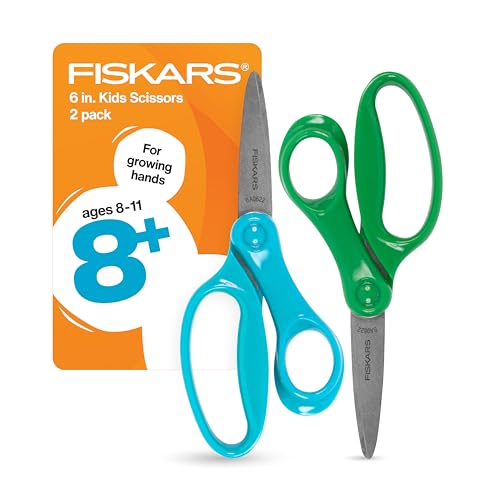 Fiskars Big Kids Scissors Stainless Steel Blades 2-Pack School Scissors Blue/Green