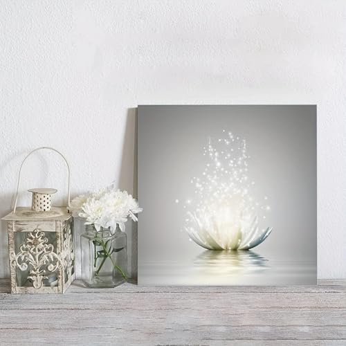 Art mural lotus tableau decoration salon moderne et chambre 90x90 - 4