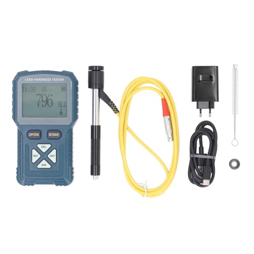 Metallhärteprüfer Metallhärtemessgerät Hochpräzises Digitales Tragbares Härtemessgerät für die Prüfung von Stahl, Kupfer, Messing, Gusseisen und Aluminium (EU-Stecker)