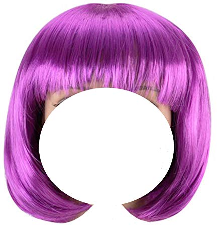 MUJERES CORTAS PELUCA BOB FANCY DRESS COSPLAY WIGS POP PARTY COSTUME (Morado) Cover