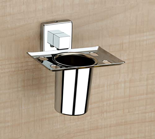 Image of iSTAR Stainless Steel Wall Mounted Square Shape Tumbler Holder for Bathroom and Wash Basin Toothbrush Holder with Chrome Finish