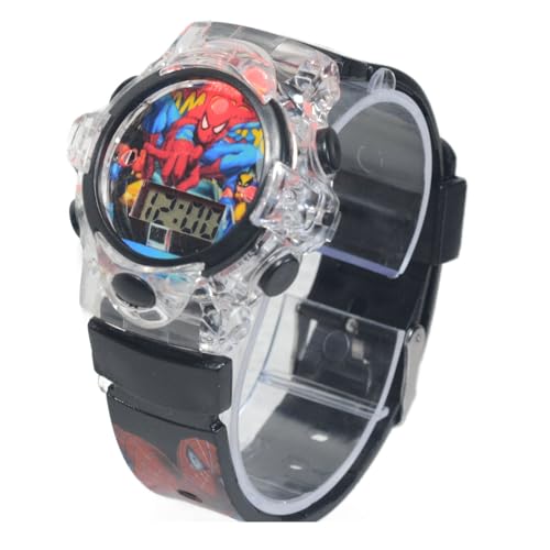 Relógio Infantil Menino Personagens Homem Aranha Luz E Som (Preto)