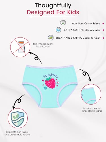 Image of DYCA by Bodycare Girls Cotton Briefs, Soft & Breathable Panties, Pack of 6, Print & Colour May Vary