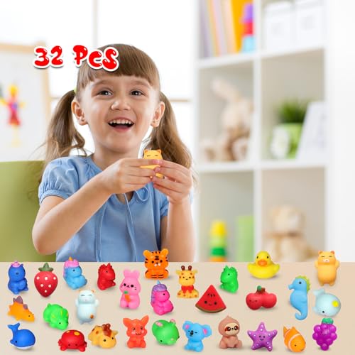 Image of nobasco Squishies, 32 Pack Mochi Squishy Toys - Kawaii Cat Squishys Slow Rising Animals - Party Favors, Goodie Bag, Birthday Gifts, Mini Squishies Stress Reliever Toy