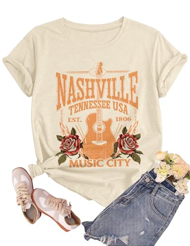 Zelroxa Womens Nashville Country Western Rodeo Vintage Rock Band Tee Country Music City T Shirt Short Sleeve Graphic Casual Summer Tops 2026 Trendy Outfits