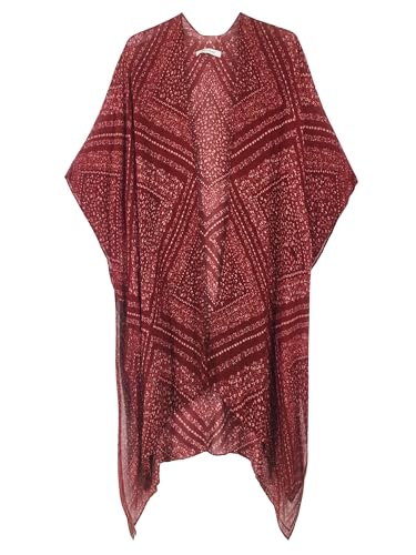 Moss Rose Women's Beach Cover up Swimsuit Kimono with Bohemian Floral Print, Loose Casual Resort Wear