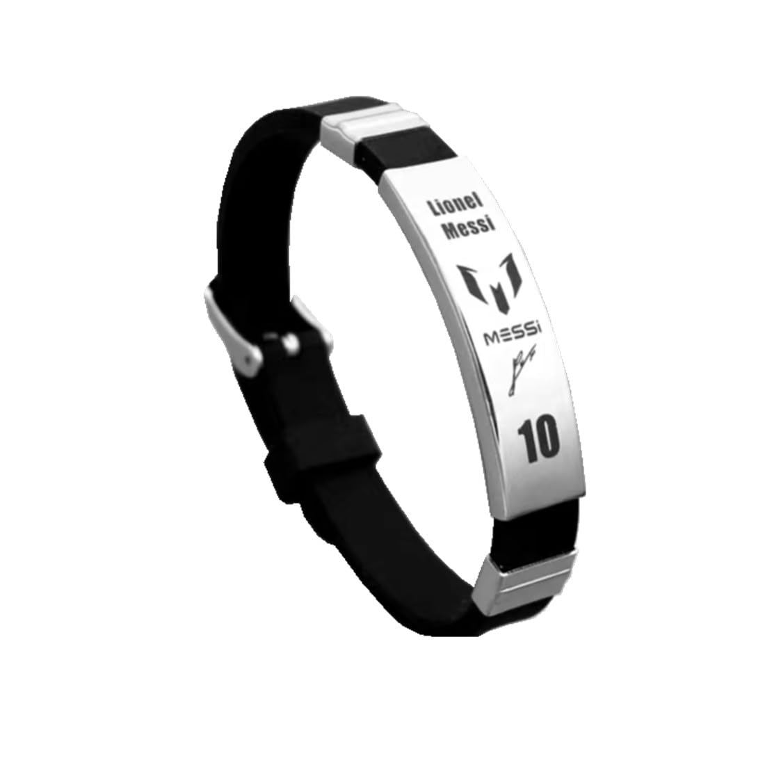 Messi10 - Pulsera de estrella de fútbol personalizada en silicona y acero inoxidable, pulsera conmemorativa deportiva, regalo para fanáticos del fútbol