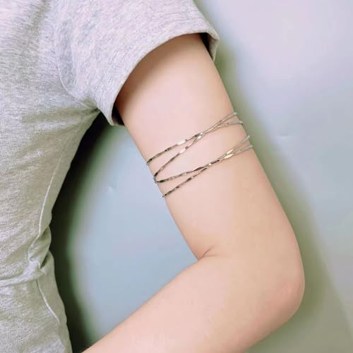 Women's Gold & Silver Minimalist Arm Cuff Bracelet2