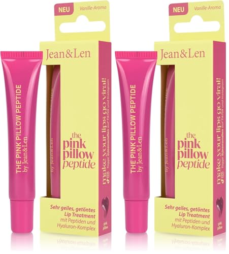 Jean & Len Lip Treatment Pink Pillow, leicht getönte Lippenpflege mit Gloss-Finish, nicht klebrige Textur, mit Peptiden für sichtbaren Plumping-Effekt, Vanille-Aroma, vegane Lippenpflege, 10 ml