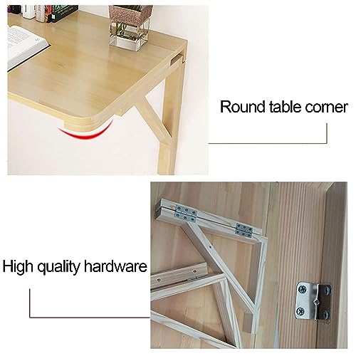 Table murale pliante pour petits espaces bureau compact en bois pin - 6