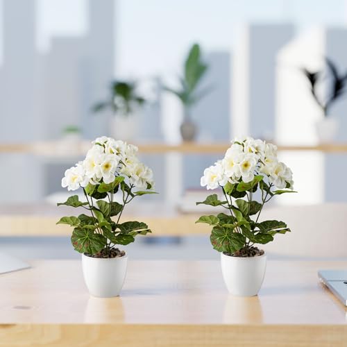 Geranios blancos artificiales PASCH para decoración de exterior e interior 3
