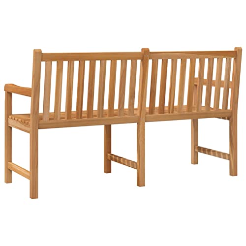 Homgoday 150cm Solid Teak Wood Garden Bench Garden Bench Heavy Duty Balcony Bench for Balcony, Terrace & Garden - Image 7
