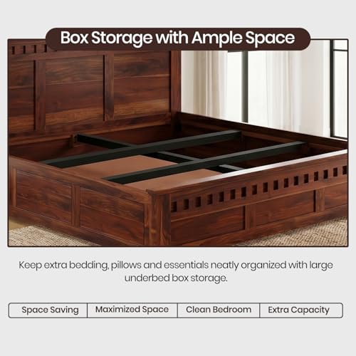 Image of WOODLAB Sheesham Wood Kuber King Size Bed with Box Storage for Home and Living Room Wooden Double Bed Solid Wood Bedroom Furniture (Natural Finish)