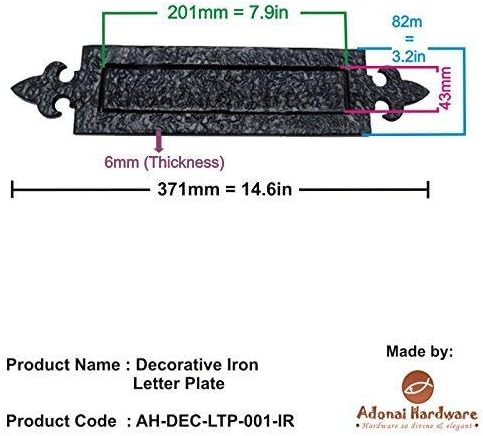 Adonai Hardware Decorative Iron Letter Plate (Rust Living Finish)