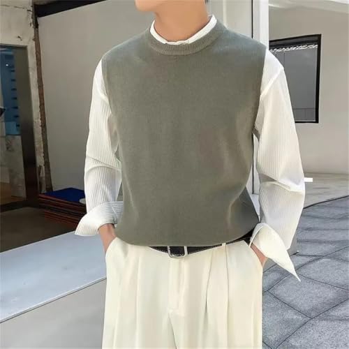 Men's Clothing Sleeveless Waistcoat Knit Sweater Vest Japanese Retro Simple Warm Vest2