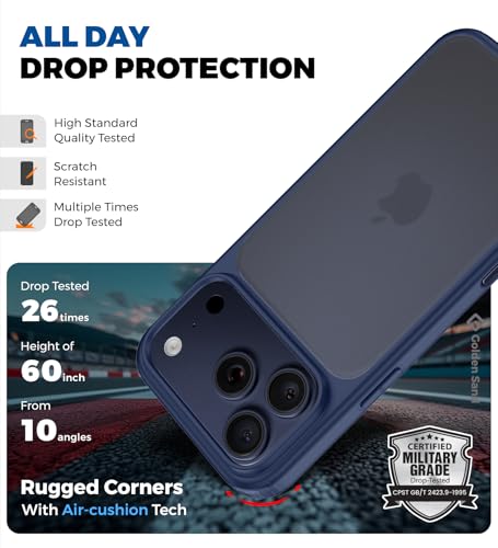 Image of Golden Sand Rugged Frosted Back Cover Case for iPhone 17 Pro 5G Case, Blue