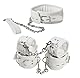 OnundOn Halsfessel Halsbänder Handfesseln Fußfesseln Gepolstert Leder Bondage Set (Weiß)