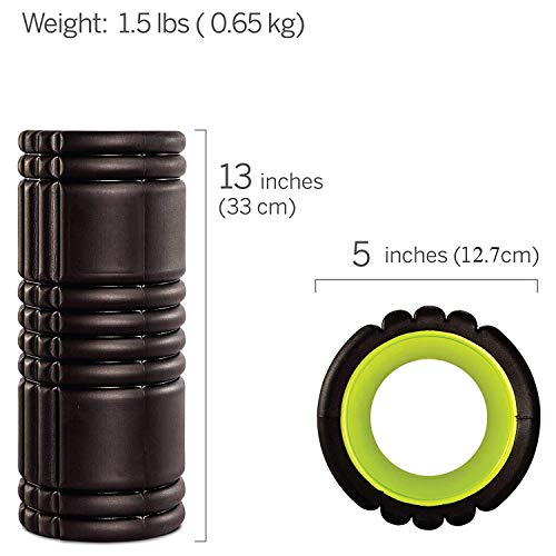 Image of FirstFit Grid Foam Roller For Deep Tissue Muscle Massage Exercise Fitness and Pain Relief Equipment-Black