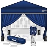tillvex Pavillon 3x3m wasserdicht mit 4 Seitenteilen + 4er Set Sandsäcke | Pop-Up Faltpavillon stabil & höhenverstellbar | Gartenzelt UV Schutz 50+ | Partyzelt mit Tasche für Garten, Blau