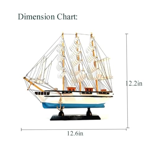 (white blue) Sailing model, used for decorating sailboats and ocean themed sailboats. Wooden sailboat suitable for home and office desks