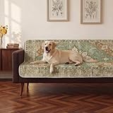 Snugglesinto Reversible and Printed Dog Bed Cover(Green Floral/Beige, 52"x82")