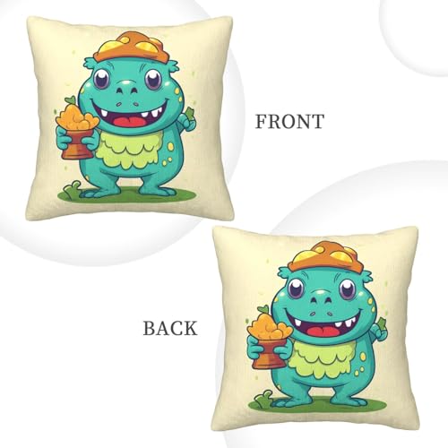 Housse de coussin décorative velours côtelé motif monstre