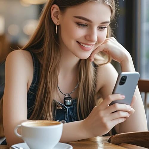Stainless Steel Necklace Compatible with Fitbit Versa 4/Versa 3/Sense 2/Sense Necklace Clip Chain Pendent Adapter
