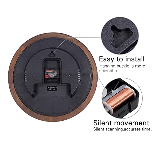 14 Inch Wood Wall Clock Retro Wooden Wall Clocks Battery Operated - Image 4