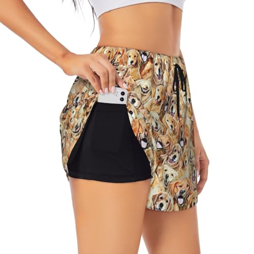 Short de yoga noir XL anti-frottement : imprimé chiens pour le sport et la gym