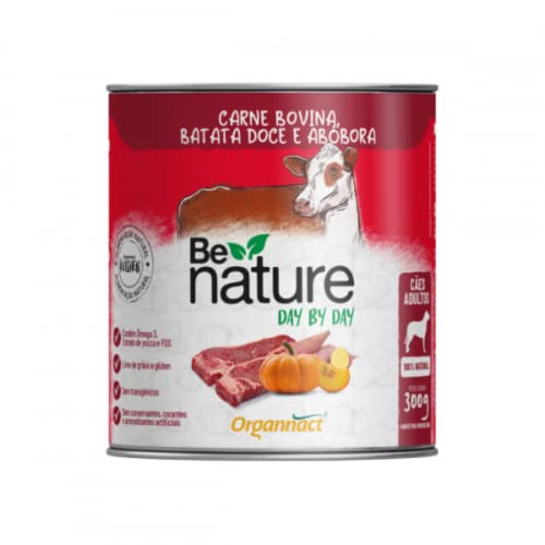 Be Nature Alimento Úmido Natural Para Cães Adultos Organnact Lata Patê De Carne Bovina 300G