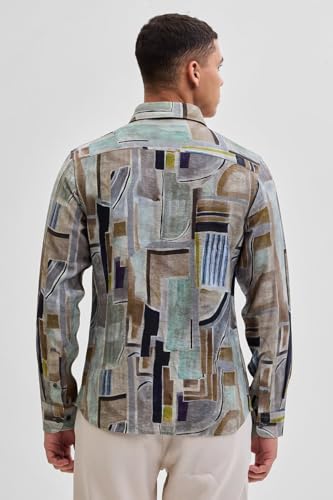 Image of SNITCH Casual Wear Full Sleeve Textured Abstract Shirt
