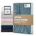 Bedsure Super King Fitted Sheet - Bed Sheets Extra Deep Pocket 16 Inches (40 cm), Soft Brushed Polyester Microfiber Material for Super King Bed, Grey-blue, 180x200cm