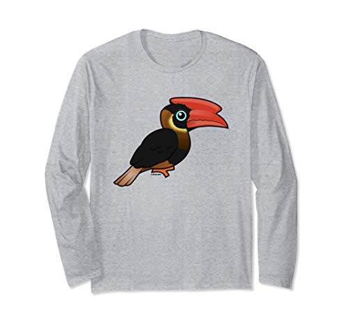 Birdorable Rufous Hornbill Cute Cartoon Bird Gift Idea Long Sleeve T-Shirt