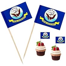 100 Pcs American Navy Flag USA Navy Toothpick Flags, Cocktail Picks Mini Stick Cupcake Toppers Country Picks Party Decoration Celebration Cocktail Food Bar Cake Flags