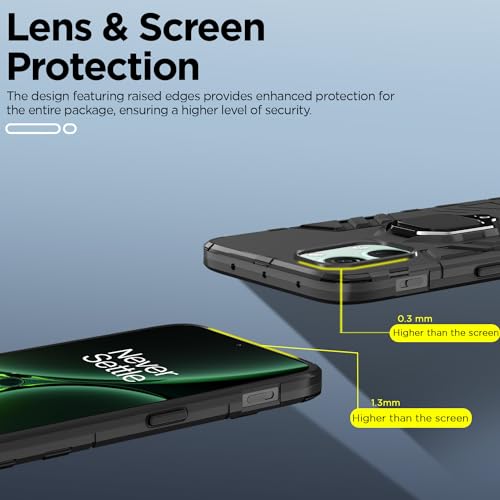 Image of Pikkme OnePlus Nord 3 5G Back Cover | D5 Tough Armor Bumper | 360 Protection Case | Ring Holder Stand Case for OnePlus Nord 3 5G (Black)