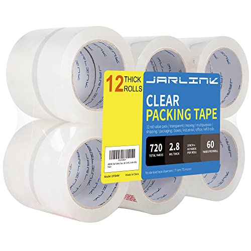 Image of JARLINK 12 Rolls Clear Packing Tape, Heavy Duty Packaging Tape