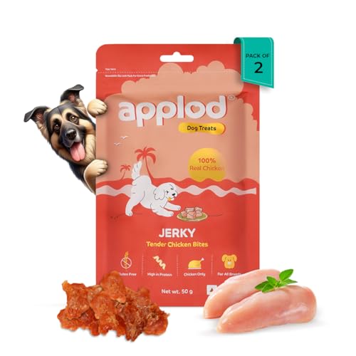 Image of Tender Chicken Jerky Bites Dog Treats for Puppies & Adult Dogs | Made with Real Chicken Breast | High-Protein Low-Fat Grain-Free Reward Snacks | Pack of 2 | 50g x 2