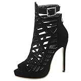 Heel Height : 11.5 CM Lydee Mujer Moda Peep Toe Gladiator Sandalias Tacones de Aguja Bootie Zapatos de Verano Plataforma Noche Footwear Black Tamaño 34