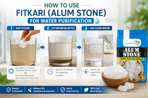 Image of PUREPIK Pure Pik Alum Stone, Fitkari Stone (200 Gram) | Phitkari, White Crystal Stones, Fitkari For Skin Tightening And Glowing Skin,Vastu,Shaving,Teeth,Water Purification