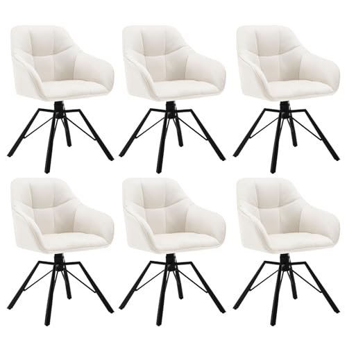 Woltu 6x Sillas De Comedor Giratorias Sillas De Cocina Tapizadas En Terciopelo Suave Sillas Ergonomicas Con Respaldo Y Brazos Para Salón Y Dormitorio Patas De Metal, Crema, Bh365cm-6 Woltu 6x Sillas De Comedor Giratorias Sillas De Cocina Tapizadas En Terciopelo Suave Sillas Ergonomicas Con Respaldo Y Brazos Para Salón Y Dormitorio Patas De Metal, Crema, Bh365cm-6