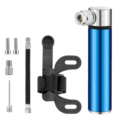 NiuLumea Bomba de aire compacta de alta presión para bicicleta con soporte, 120 PSI (8 bar), bomba de aire portátil para bicicletas y válvulas AV, aleación de aluminio, color negro