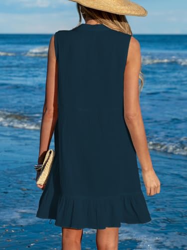 Image of CUPSHE Women Swimsuit Coverup 100% Cotton Ruffle Hem Beach Cover Up Dresses