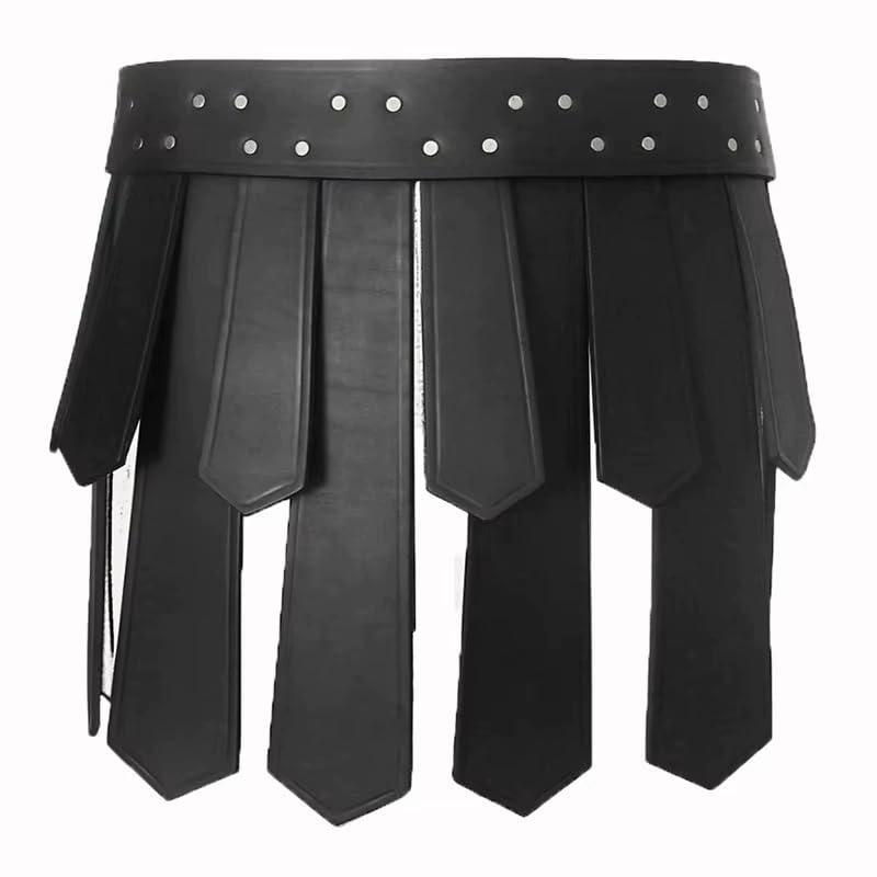 Men's Gladiator Punk Tassel Waist Belt – Faux Leather Warrior Kilt Skirt with Rivets & Adjustable Buckle for Halloween2