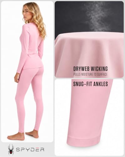 Image of Spyder Womens Thermal Underwear Set - 2-Piece Breathable Soft Fleece Lined | Soft Breathable Base Layer Set, Warm Cozy Comfort for Skiing, Layering, Downtime, and Cold-Weather Days